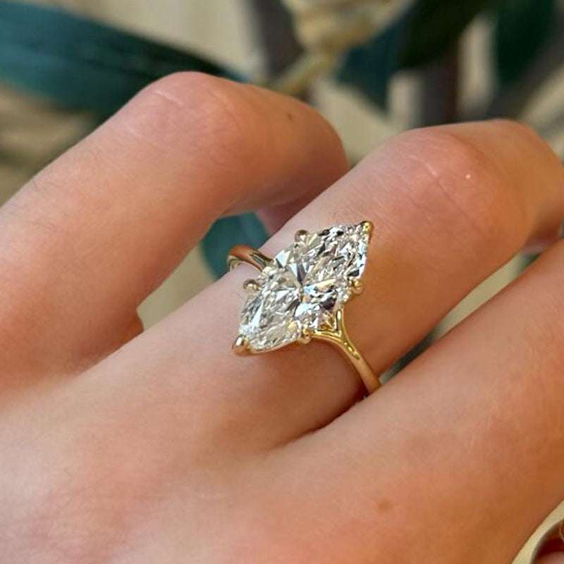 Marquise Engagement Ring for Women Gold Filled Sterling Silver Zirconia Simulated Diamond Wedding Jewelry