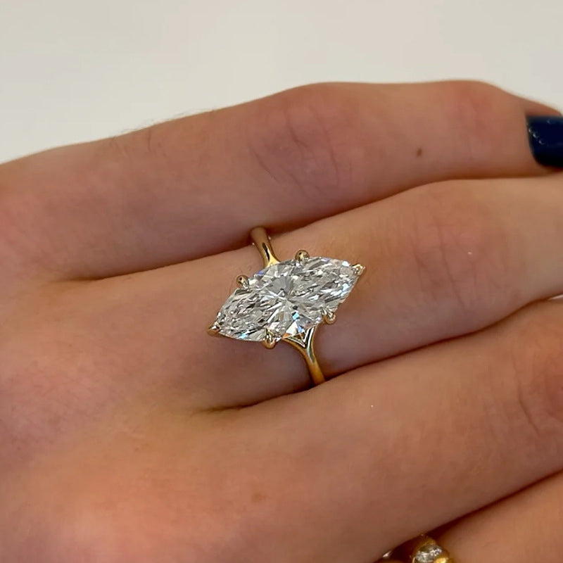 Marquise Engagement Ring for Women Gold Filled Sterling Silver Zirconia Simulated Diamond Wedding Jewelry