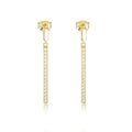 Vertical Bar Drop Earrings 一  S925 Sterling Silver, CZ Paved