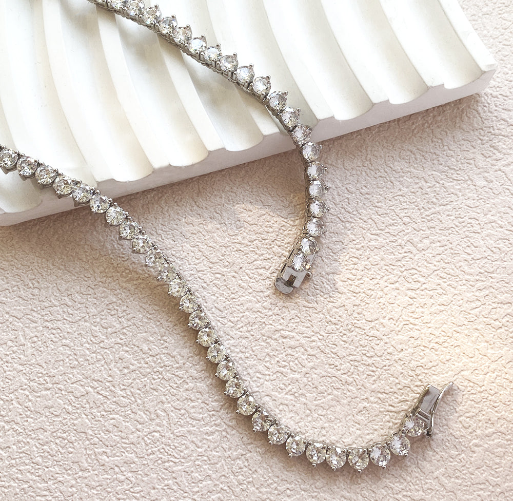 Elegance Tennis Necklace for Women and Men Cubic Zirconia Chain 4mm Round Cut