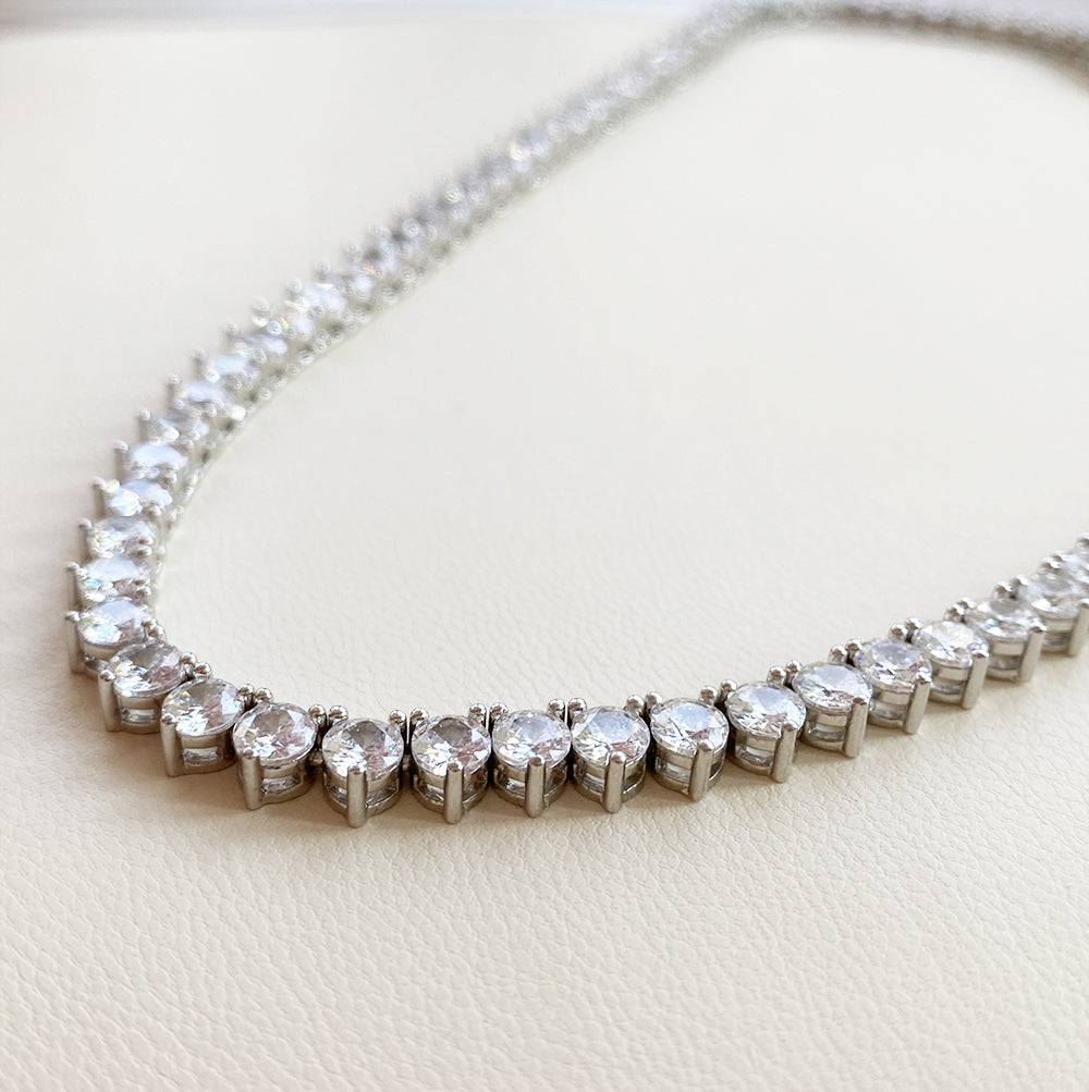 Elegance Tennis Necklace for Women and Men Cubic Zirconia Chain 4mm Round Cut