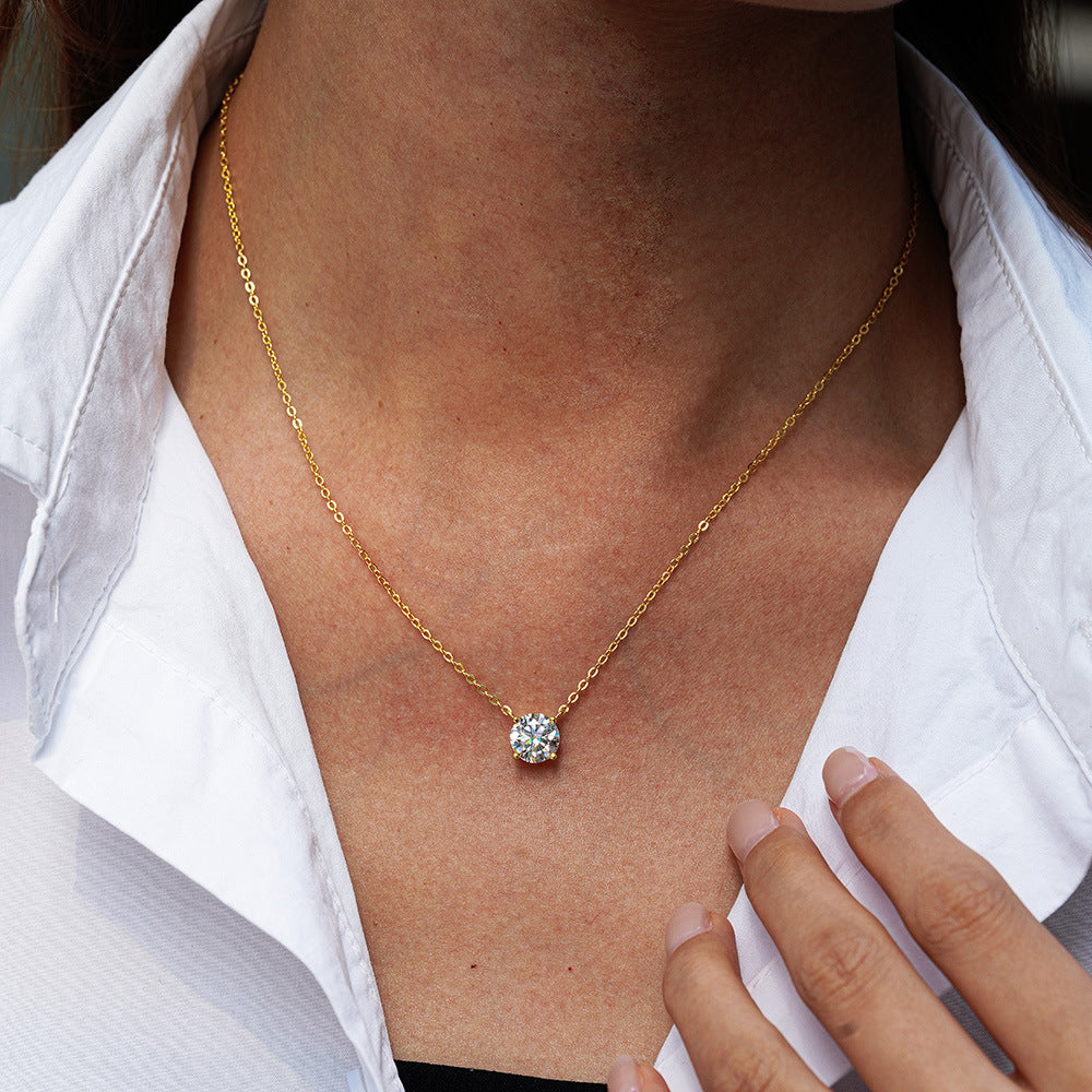 The Solitaire Necklace 一 Moissanite, Waterproof