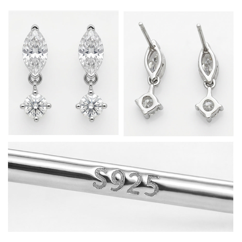 Marquise Stud Earrings - Moissanite, Sterling Silver