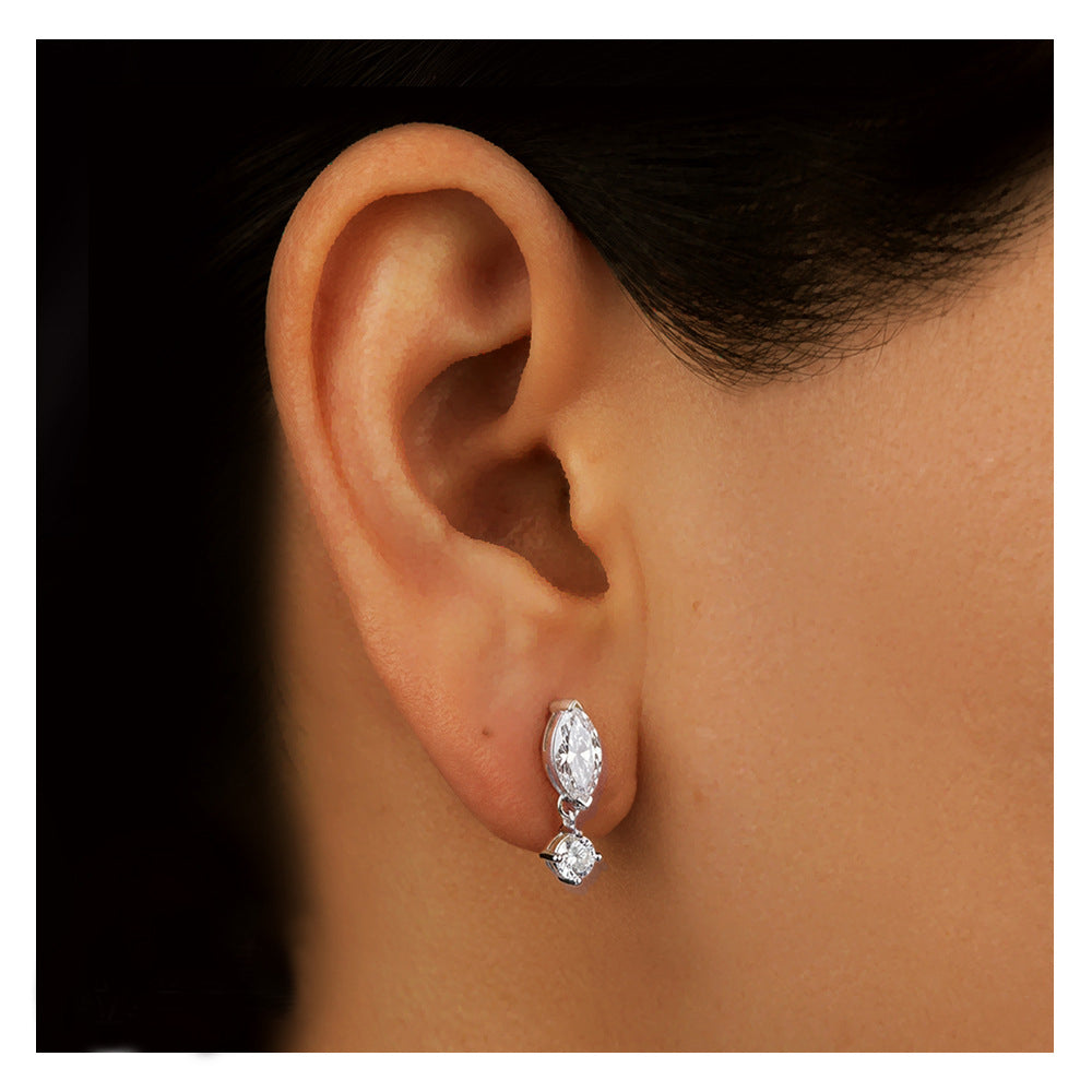 Marquise Stud Earrings - Moissanite, Sterling Silver