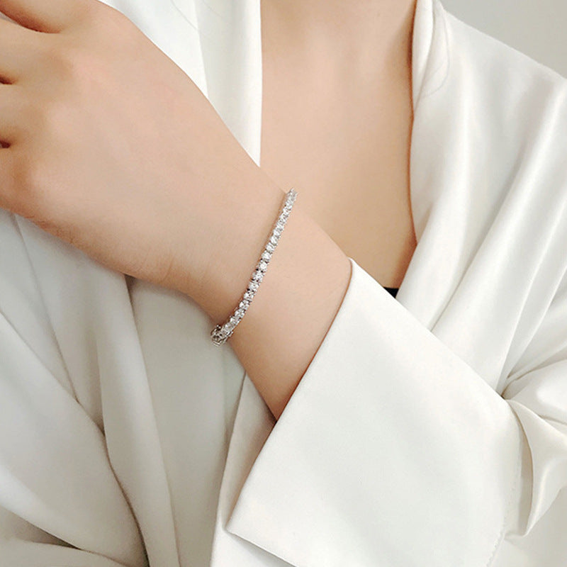 Gorgeous Tennis Bracelet for Women Silver Plated 3-4mm Cubic Zirconia Bracelets Prom Jewelry
