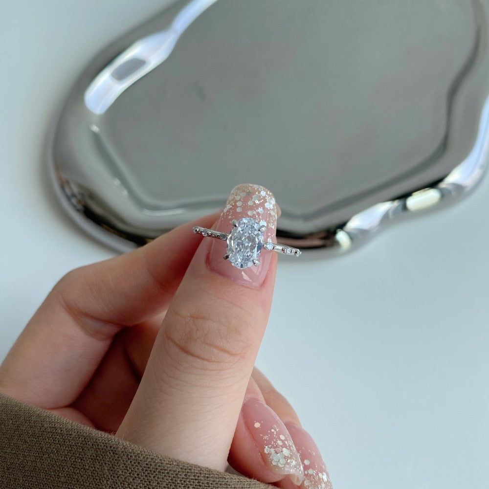 Gorgeous S925 Luxury Simulated Diamond Zirconia Ring for Women Sterling Silver Ring Wedding Jewelry