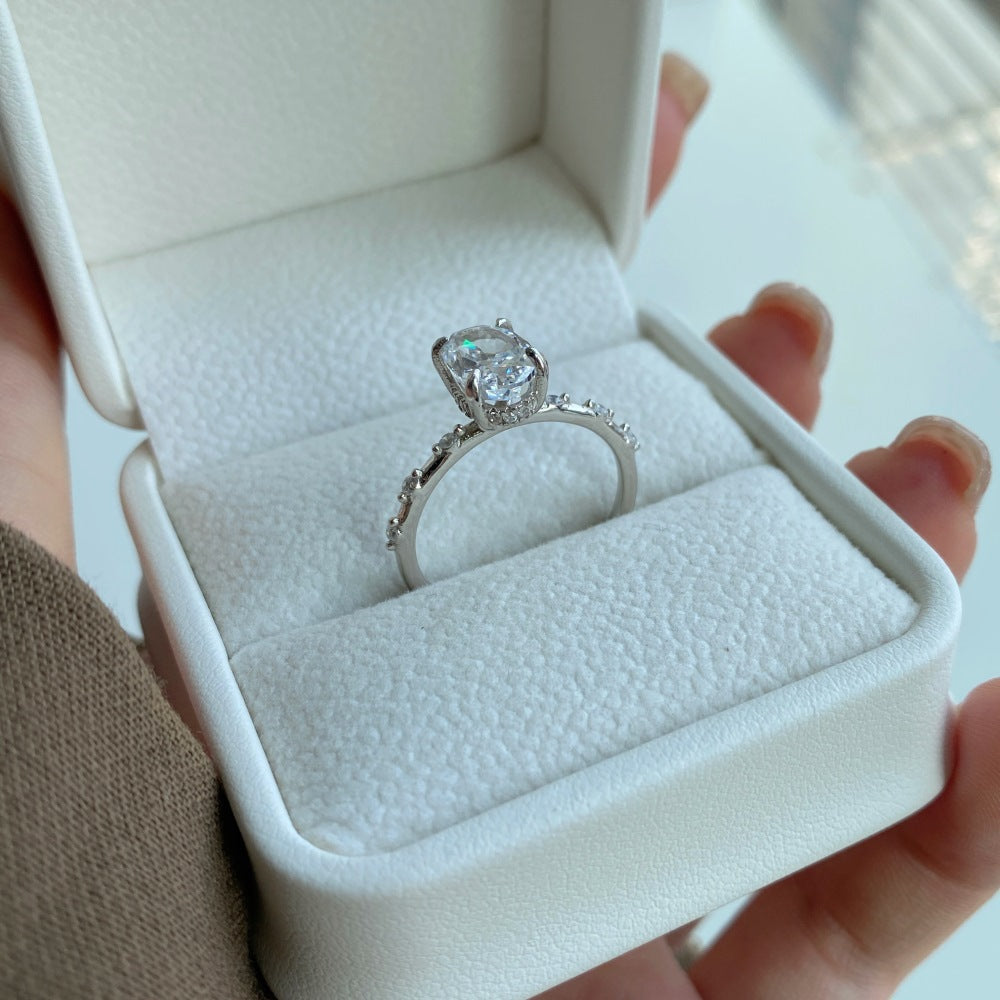 Gorgeous S925 Luxury Simulated Diamond Zirconia Ring for Women Sterling Silver Ring Wedding Jewelry