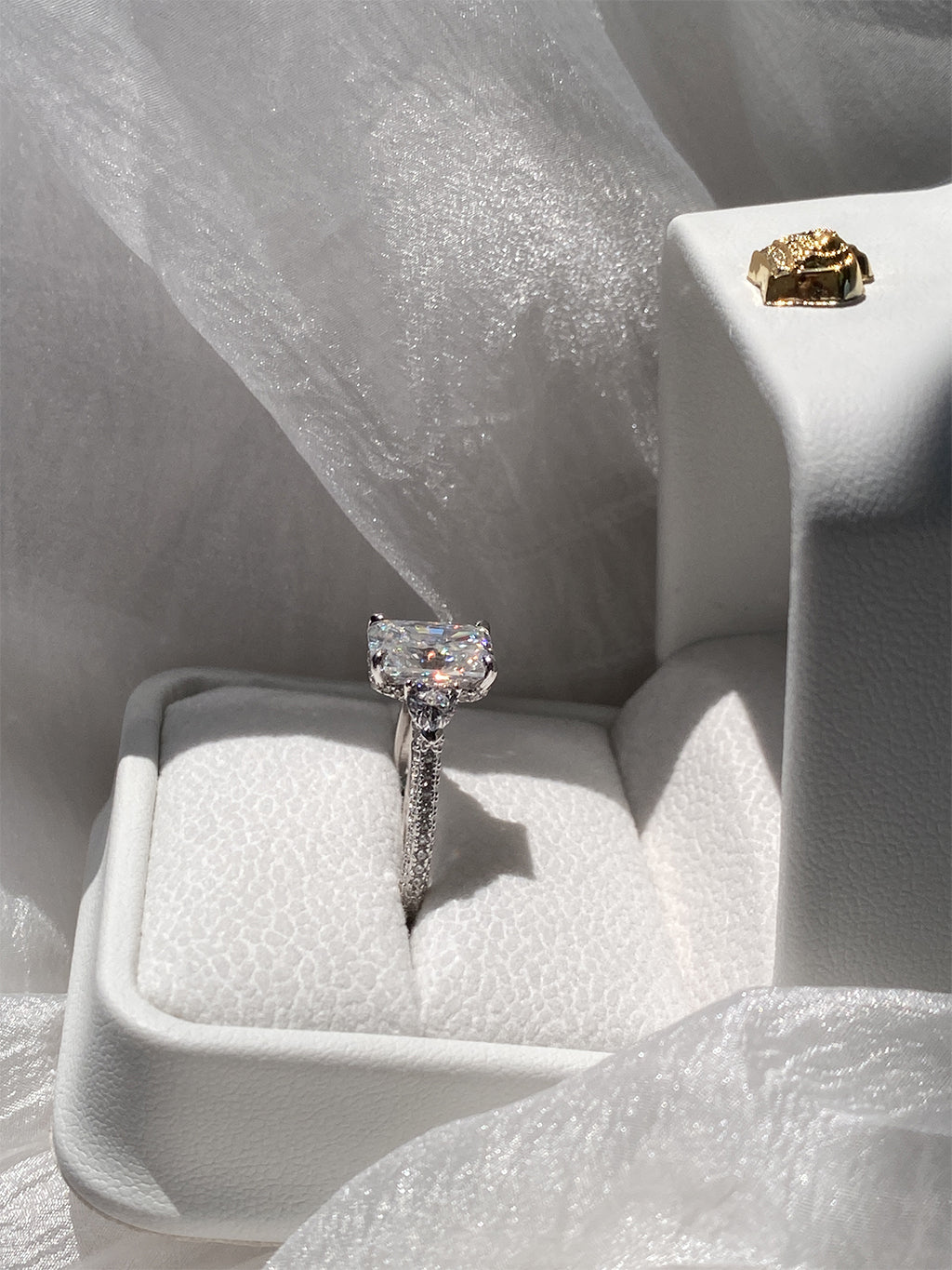 Vintage Radiant Trilogy Ring - with Pavé Band
