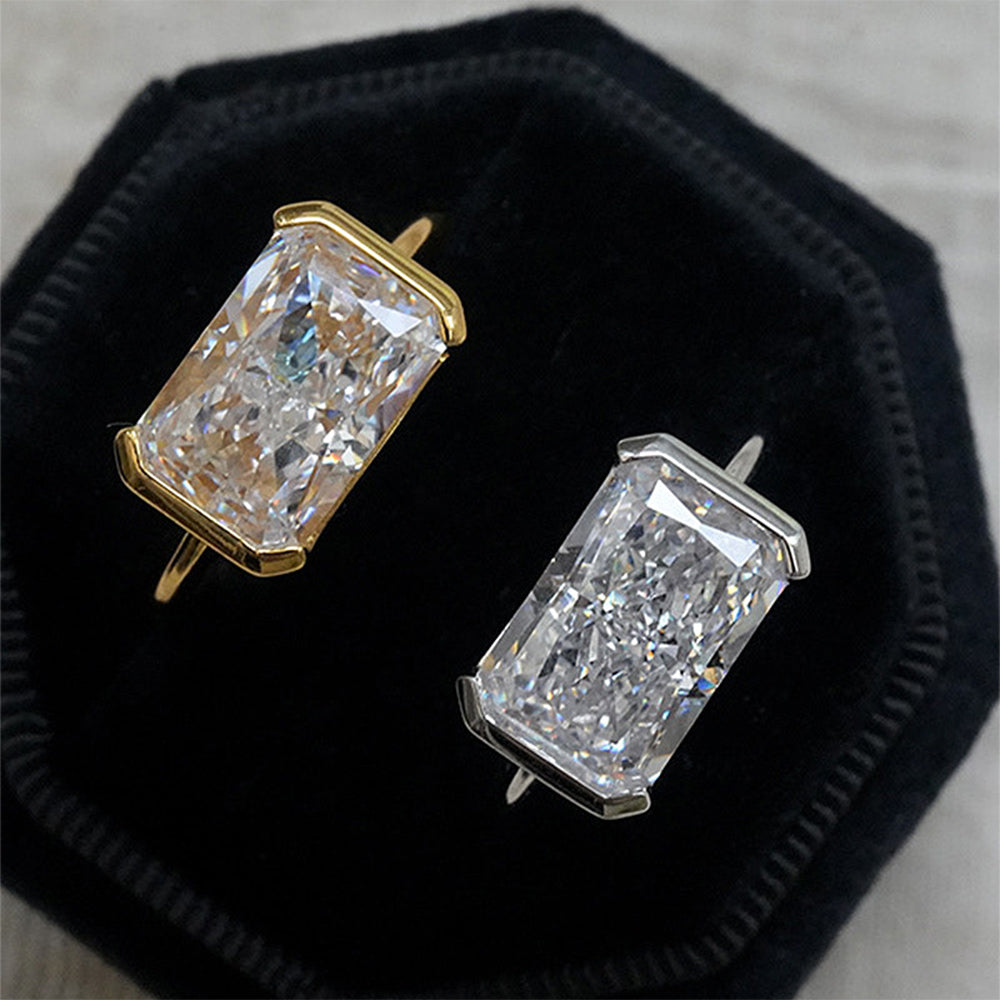 Everyday Gold Ring for Women S925 Metal Unique Rectangle Wedding Ring Jewelry