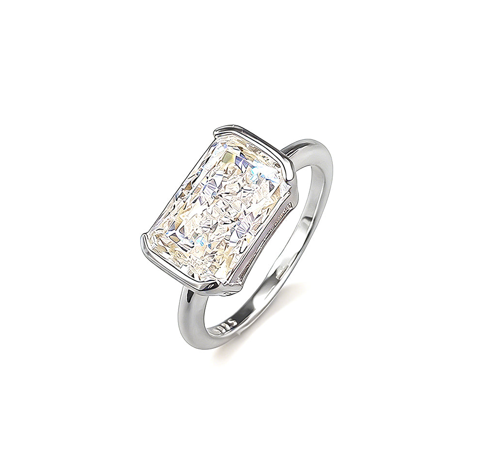 Everyday Gold Ring for Women S925 Metal Unique Rectangle Wedding Ring Jewelry