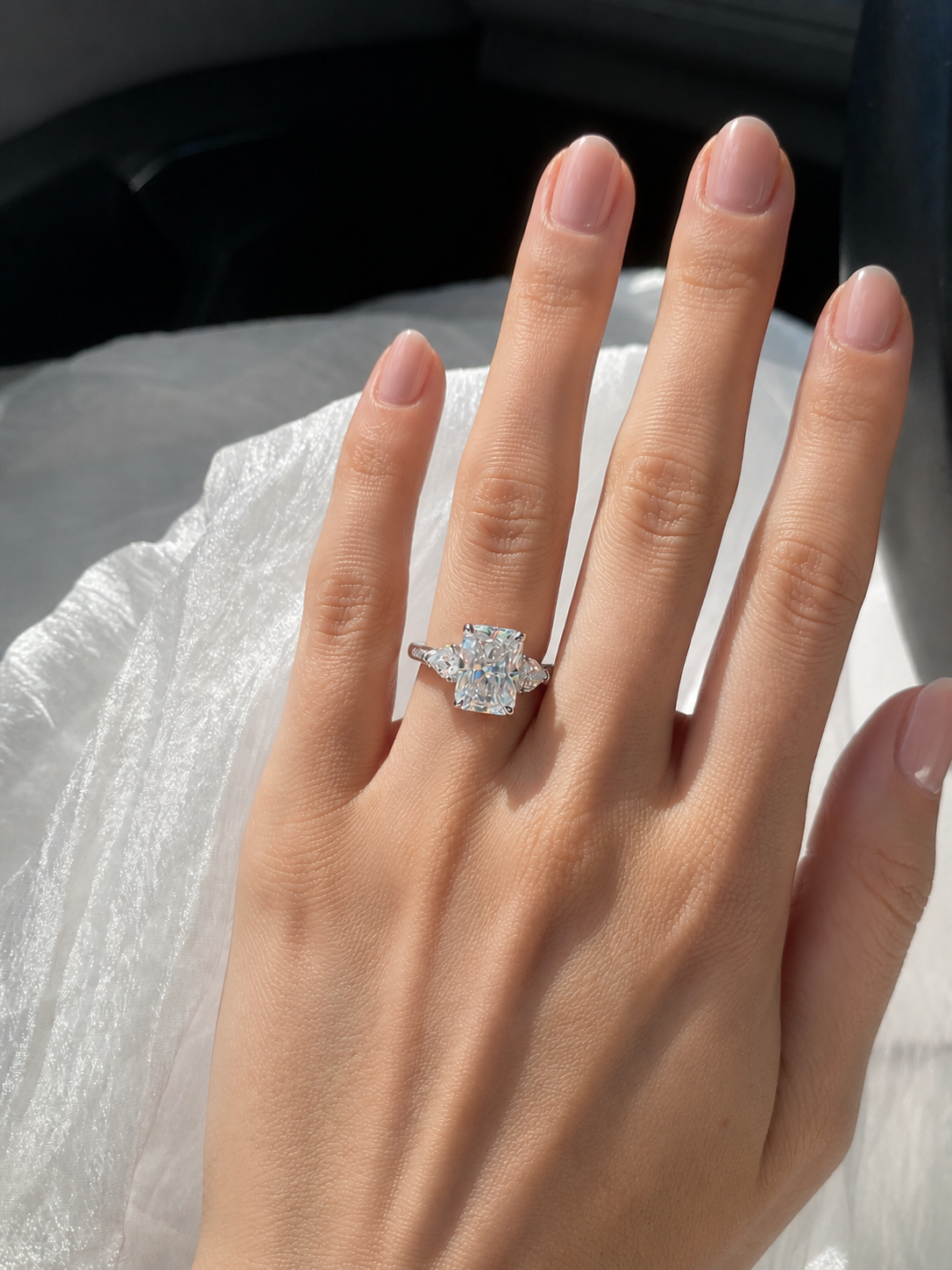 Vintage Radiant Trilogy Ring - with Pavé Band