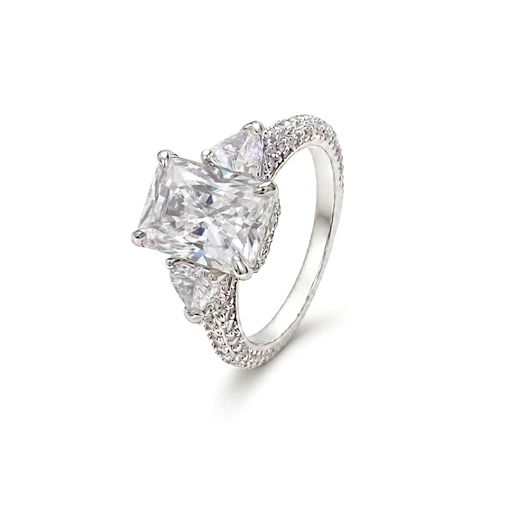 Vintage Radiant Trilogy Ring - with Pavé Band