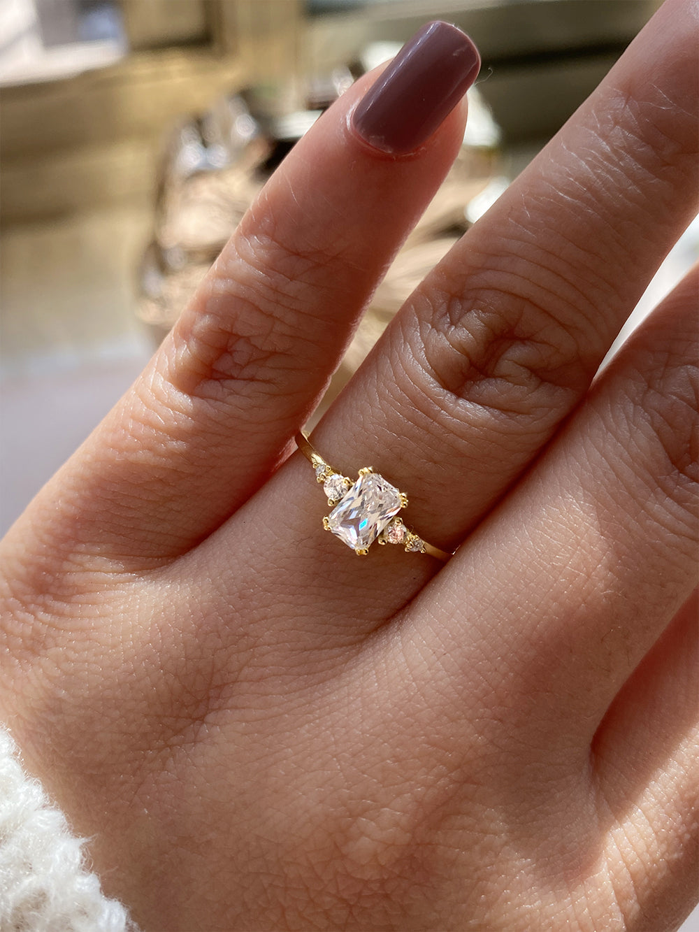 Engagement Ring for Women Gold Dainty Ring Simulated Diamond Wedding or  Everyday Jewelry