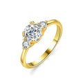 Engagement Ring for Women 18k Gold Filled Moissanite Promise Rings Trilogy Design Wedding Jewelry