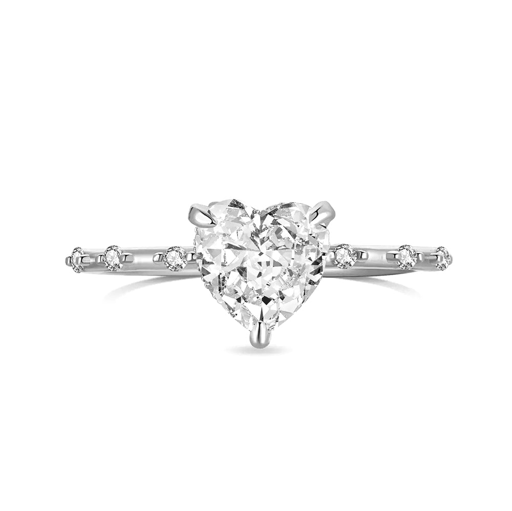 S925 Ice Cut Heart Ring for Women Sterling Silver Band Simulated Diamond Promise Ring