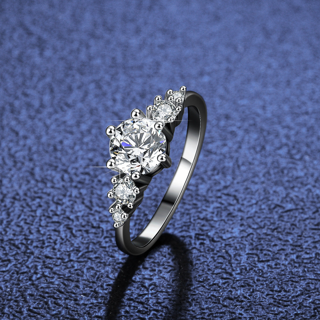 Engagement Ring for Women Stunning Moissanite Promise Ring Simulated Diamond Wedding Jewelry Silver and Gold