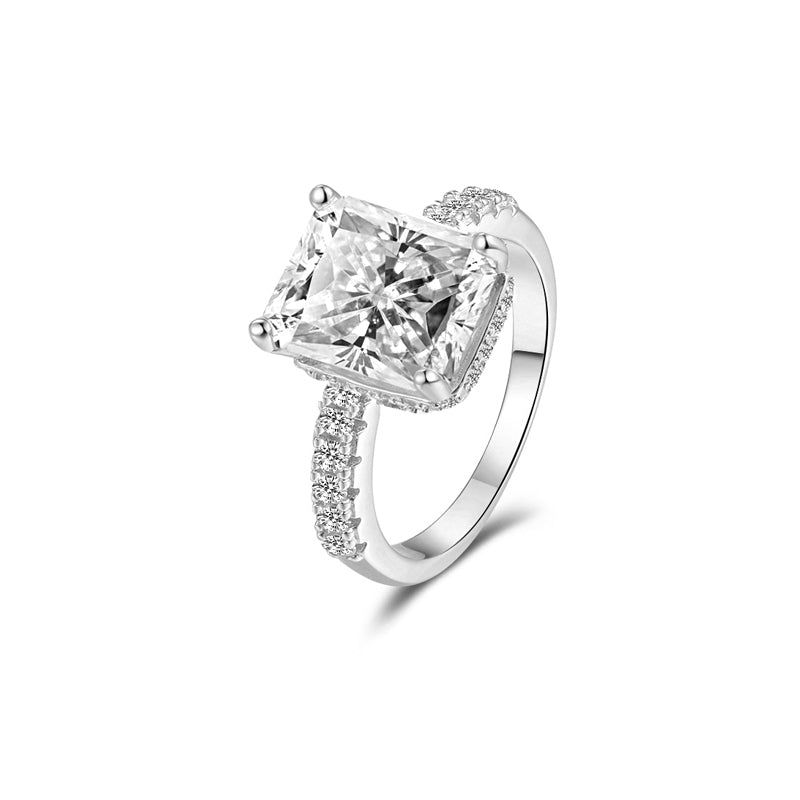 S925 Radiant-Cut Zircon Ring for Women Sterling Silver Band Engagemnt Ring