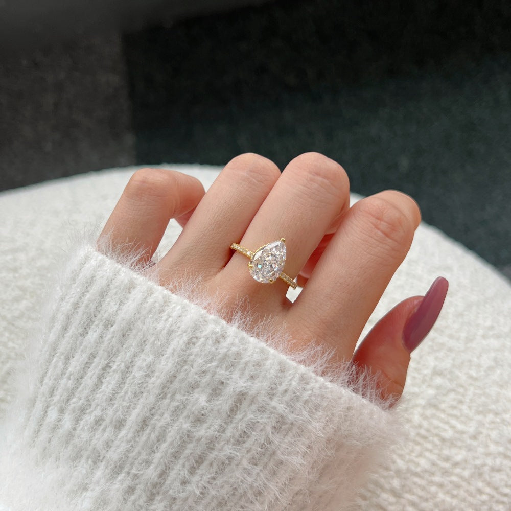 S925 Glod Plated Teardrop Wedding Bands for Women Sterling Silver Engagement Rings