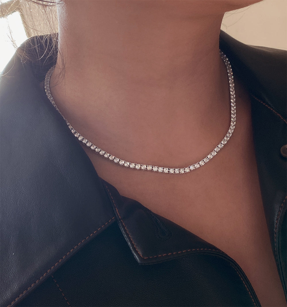 silver tennis necklace for women and men