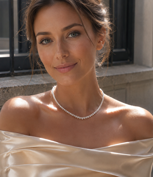 Elegance Tennis Necklace for Women and Men Cubic Zirconia Chain 4mm Round Cut
