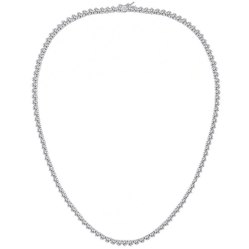 アクセサリー S925 Tennis Necklace Clear Stone 47cm Tennis Necklaces for Women and Men Clear Cubic Zirconia Chain 4mm