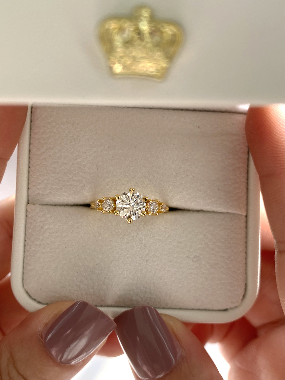 Engagement Ring for Women 24K Gold Filled Moissanite Promise Ring Simulated Diamond Wedding Jewelry